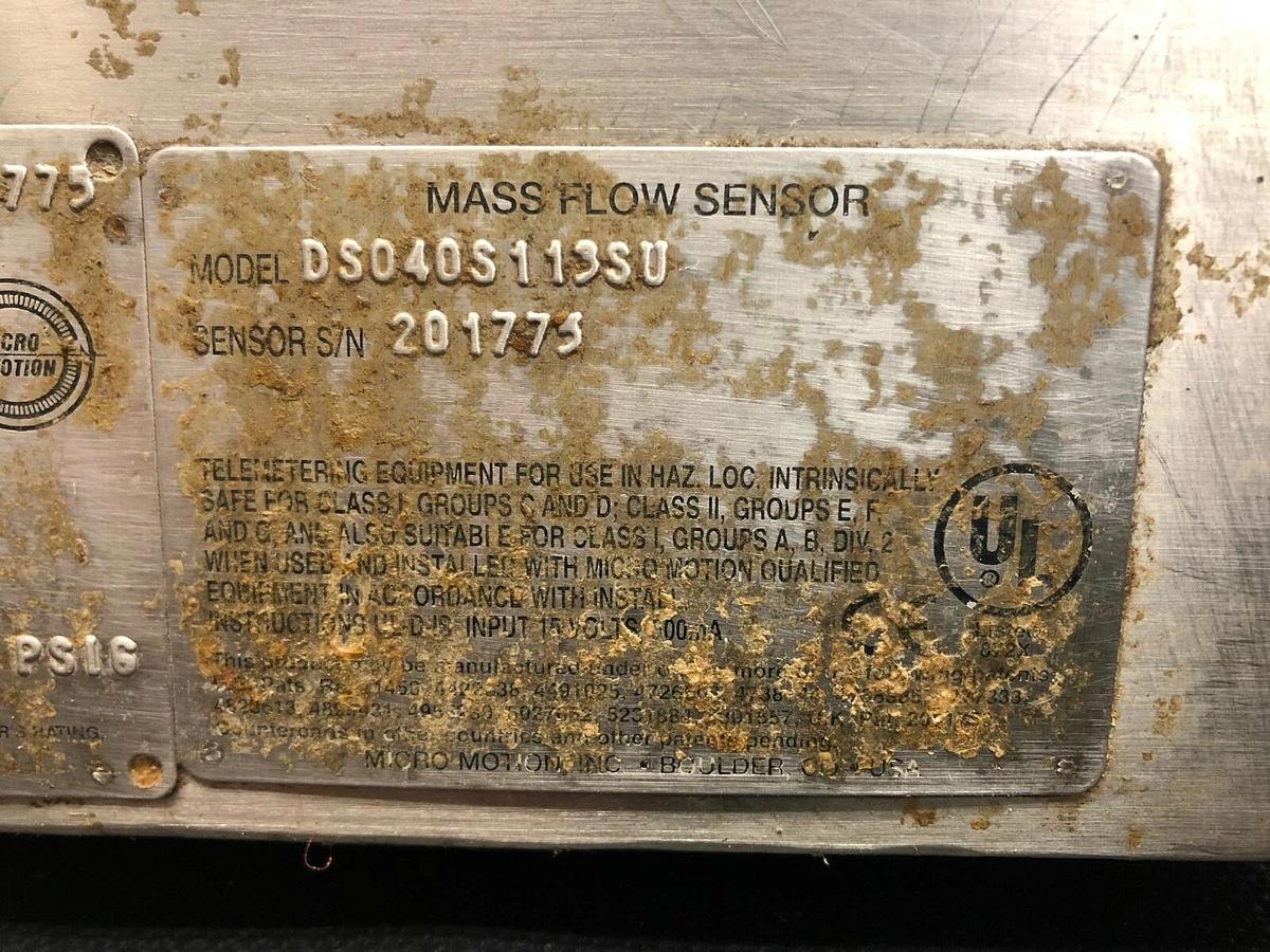 Used Micro Motion DS040S113SU Mass Flow Sensor, 1/2” Flanged Fittings