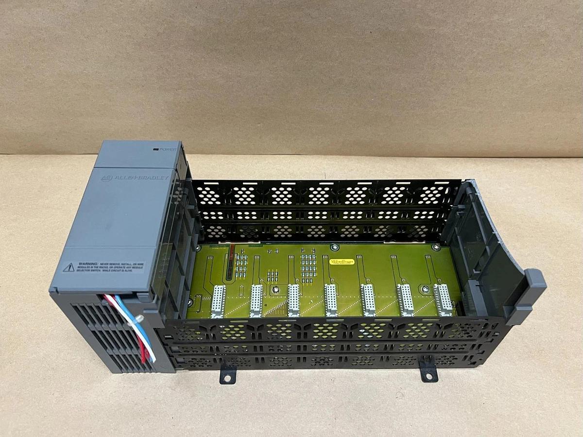 Used Allen Bradley 1746-P1 SLC 500, 7 Slot Power Supply (Broken End Cap) Chassis