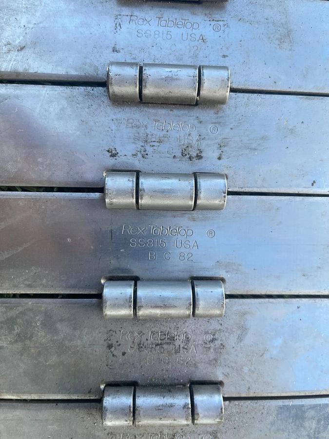 Used Rexnord SS815 BC 82 Tabletop Chain, Stainless Steel, 10’ Length, 6” Width