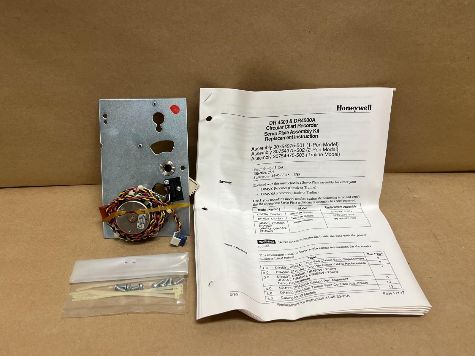 Used Honeywell 30754975-503 Servo Plate Assembly Truline DR4500