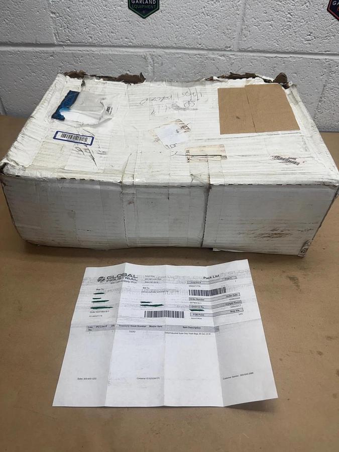 Used Global Industrial 732353 Super Duty Trash Bags 35” x 28” x 70”, 95 Gallon, Clear