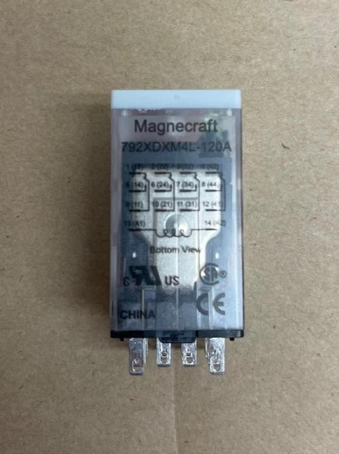 Used Schneider Electric Magnecraft 792XDXM4L-120A Relay, 4PDT, 6A Coil: 120VAC Qty 10