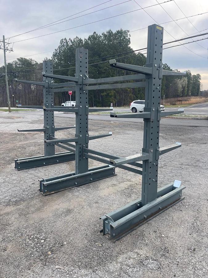 Used Jarke Steeltree Double Sided Cantilever Rack, Column H: 8’, Arm L: 24”, 18 Arms
