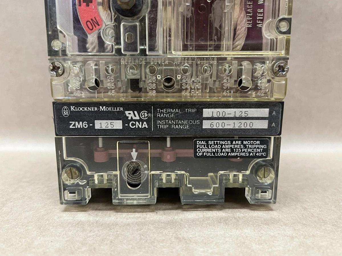 Used Klockner Moeller ZM6-125-CNA NZM 6b-160 600VAC, 125HP, 125A Circuit Breaker