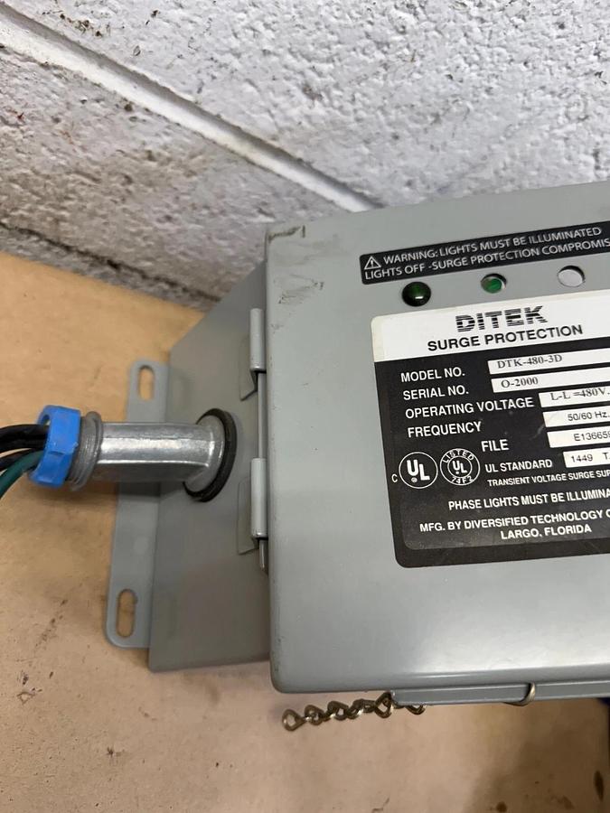 Used Ditek DTK-480-3D Surge Protection, 480V, 50/60Hz
