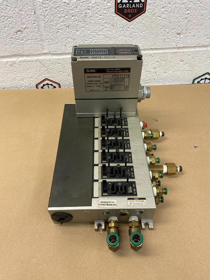 Used SMC IN313-DN1-B Serial Interface Unit w/6 Valve Stations ( No Solenoid Valves)