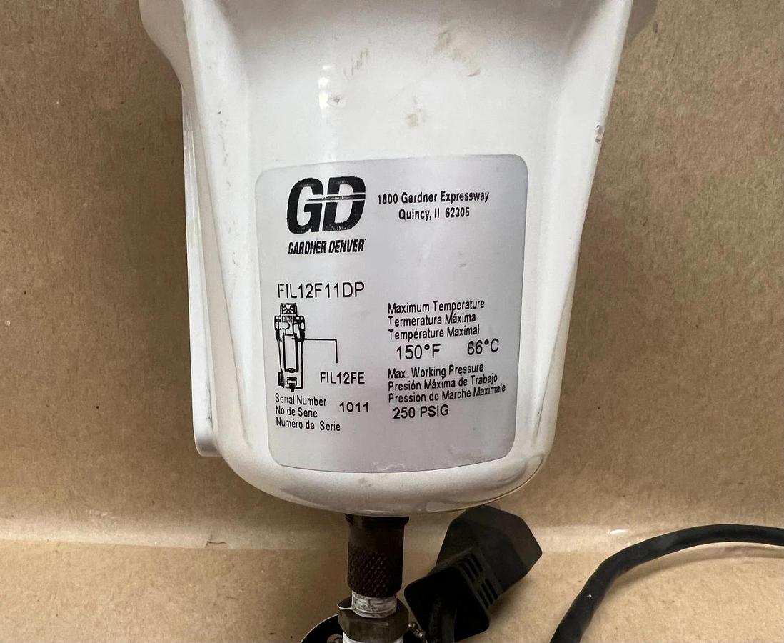 Used Gardner Denver FIL12F11DP Compressed Air Filter, Valve Controller, Analog Timer