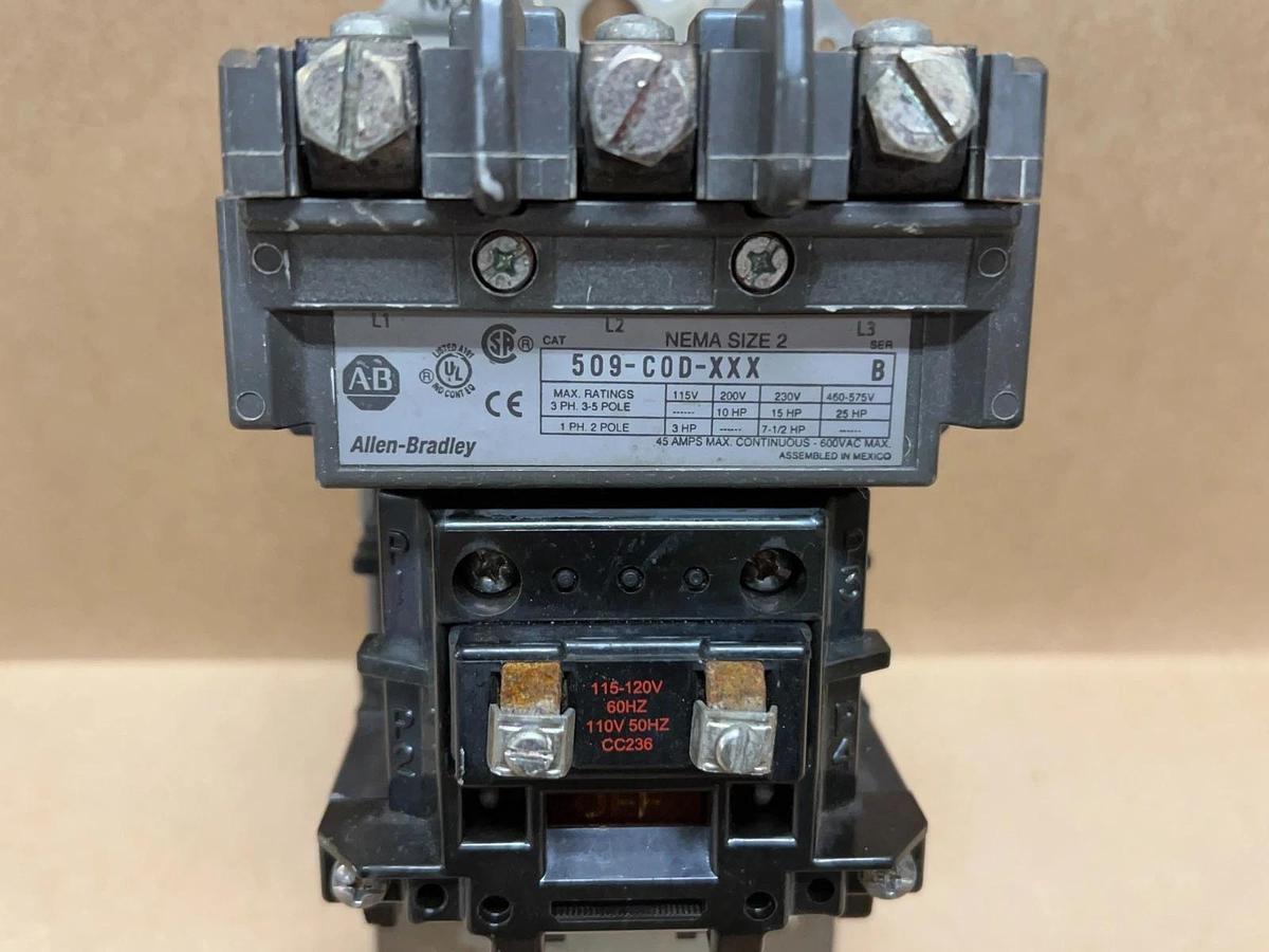 Used Allen Bradley 509-C0D-XXX Nema Size 2, Ser B, 3Ph Motor Starter
