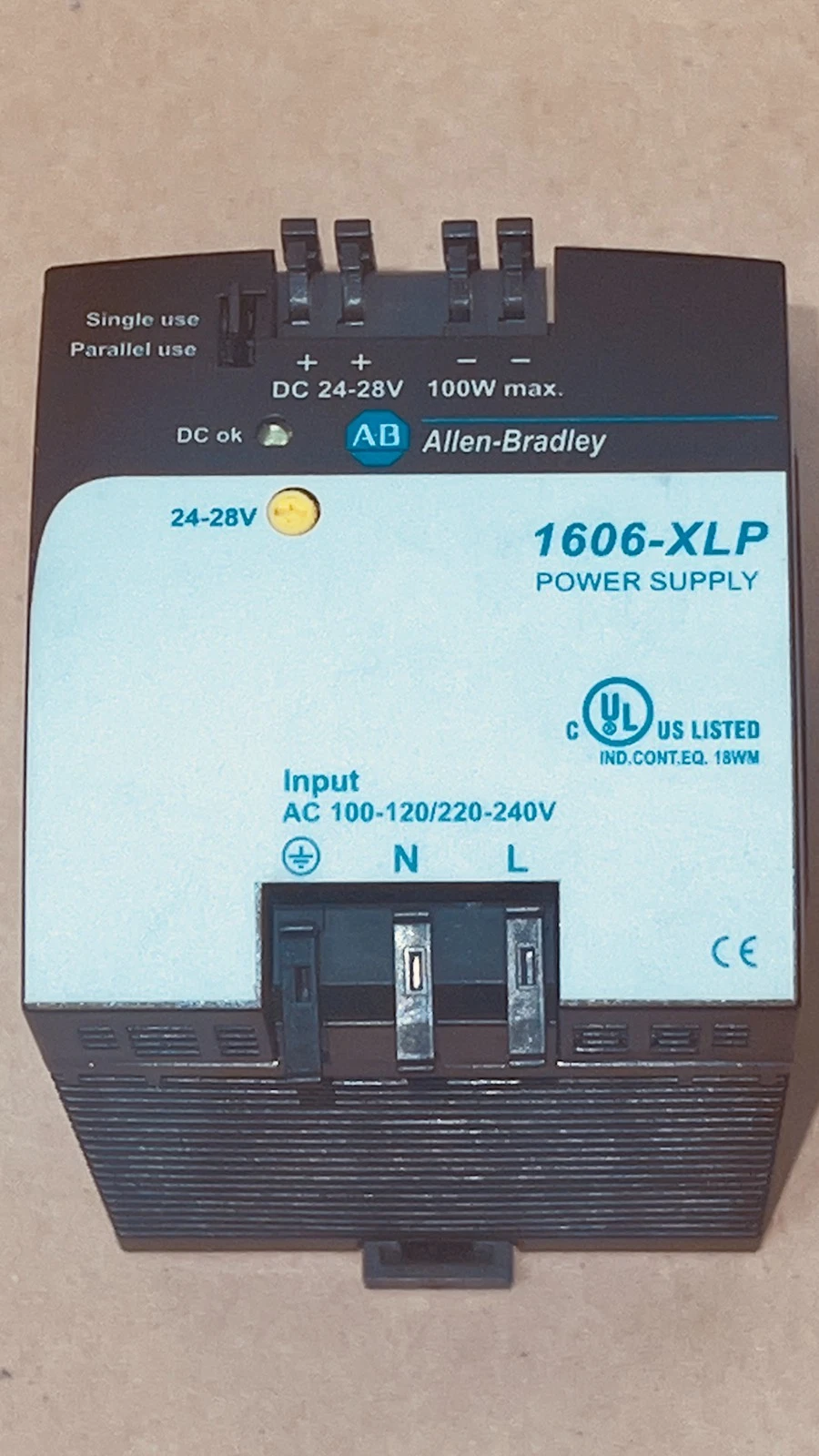Used Allen Bradley 1606-XLP100E Ser A 24VDC 4.2A 100W Power Supply