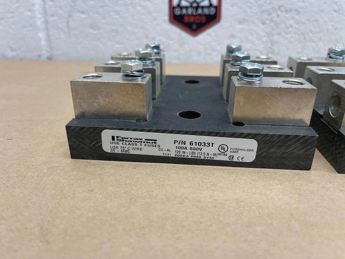 Used Ferraz Shawmut Mersen 61033T Fuse Block, 100A, 600V, Box of 3 *NEW*