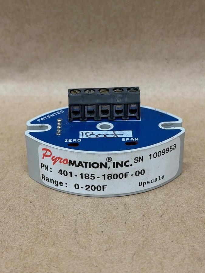 Used Pyromation Inc 401-185-1800F-00 Transmitter