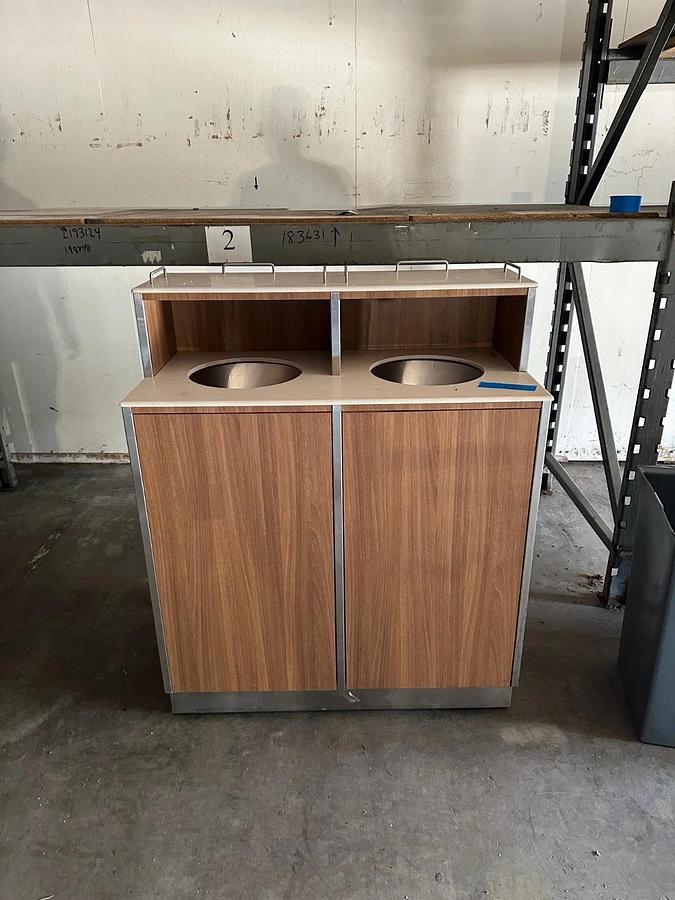 Used Custom Double Trash Rolling Cart