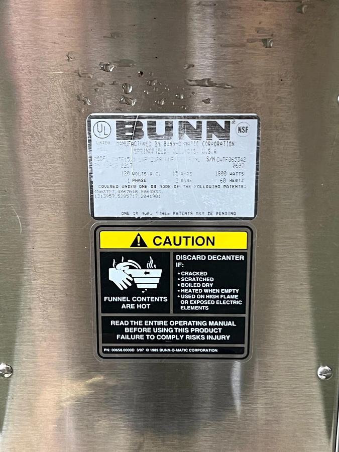 Used BUNN CWTF0653420697 120 Volts Coffee Maker