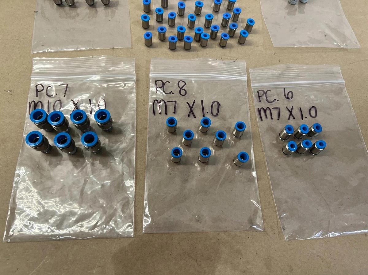 Used Festo Push to Connect Fittings, Multiple NPT Sizes + Hose Sizes - Lot of 74