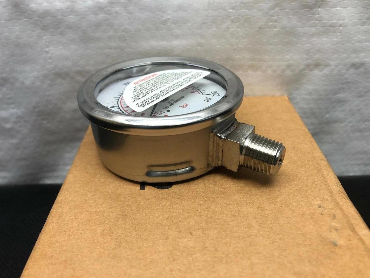 Used Swagelok PHO-63C-PC200-LAOX, G.I. Gauge, Range: -30 in. hg-200 PSI