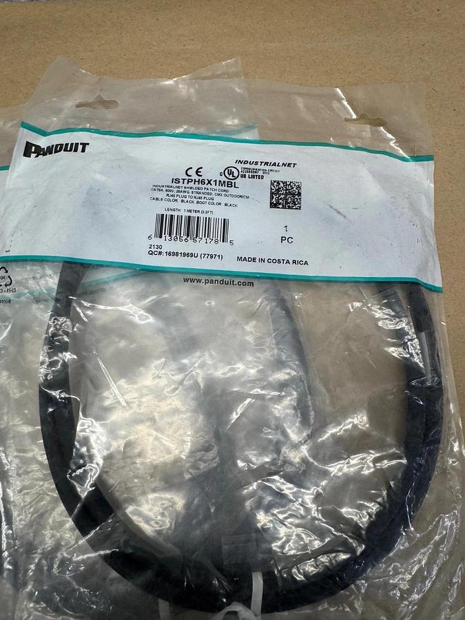 Used Panduit ISTPH6X1MBL Net Shielded Patchcord 600V RJ45 to RJ45 Black (Qty 3) *NEW*