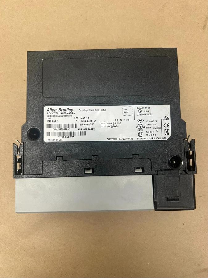 Used Allen Bradley 1756-ENBT Ser. A ControlLogix Enet/IP Comms Module, FW 6.004