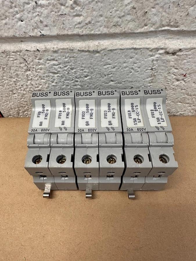 Used Buss - CHM2 - Fuse Holder - 30 A 600 V - Wire Range 8-18 AWG - Lot of 3