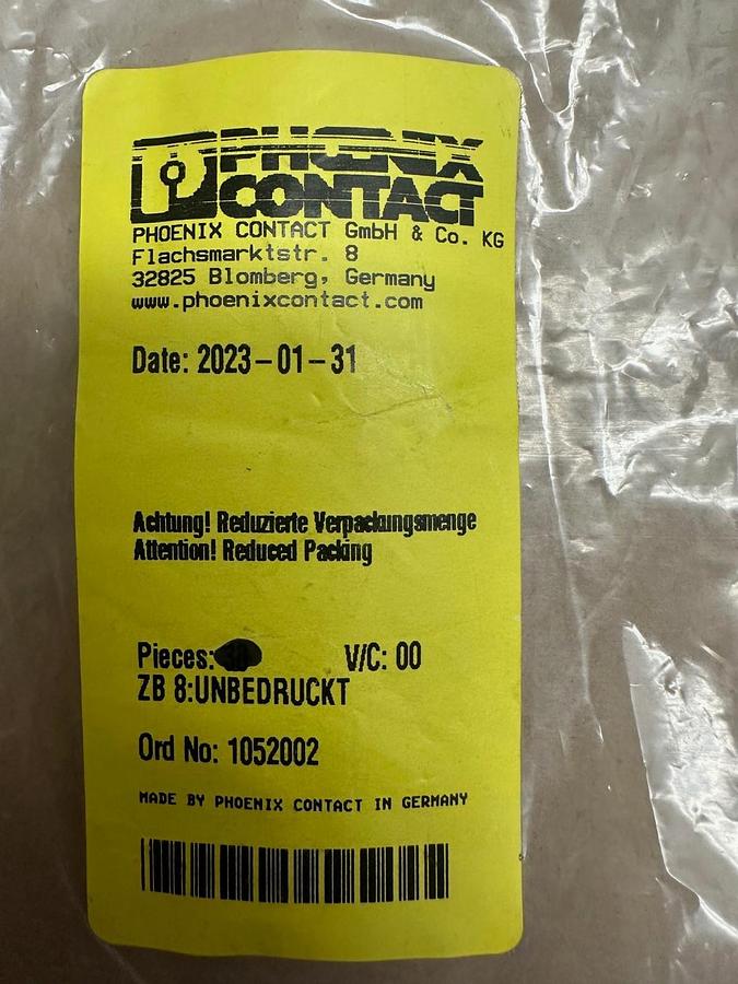 Used Phoenix Contact ZB 8:UNBEDRUCKT Zack Marker Strips - 44 pcs