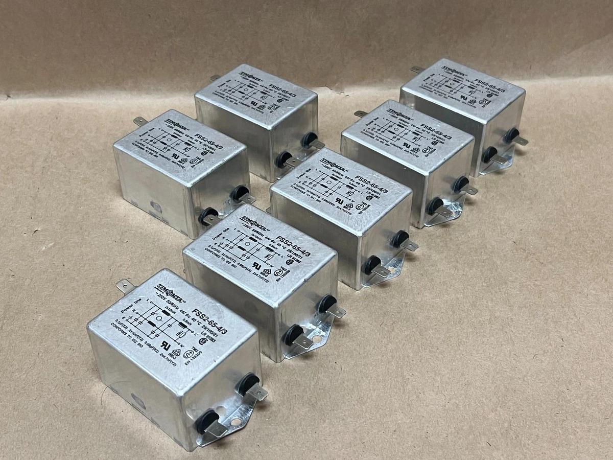 Used Timonta FSS2-65-4/3 Power Line Filter, 50/60Hz, 250V - Lot of 7
