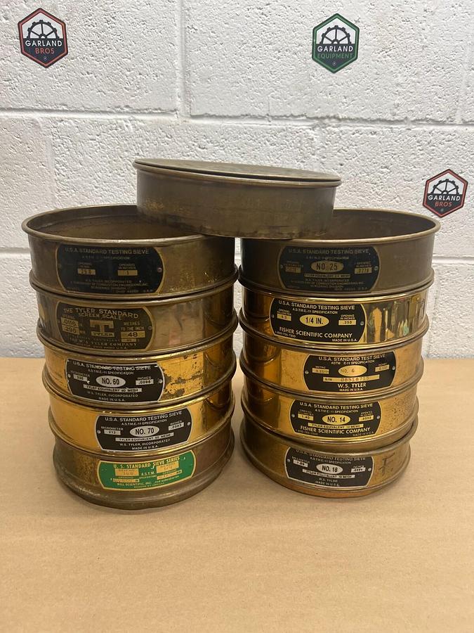 Used Assorted Standard Testing Sieves: Fisher Scientific W. S. Tyler Will Scientific