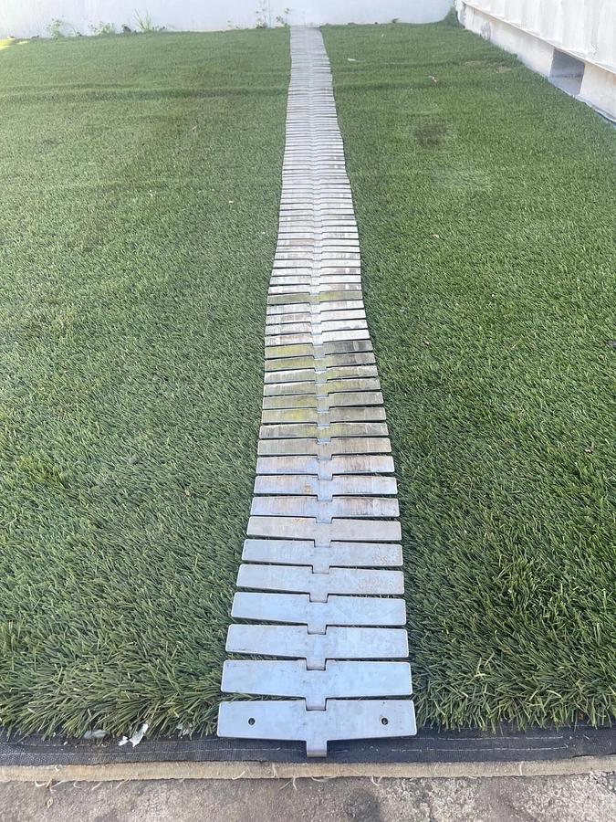 Used Rexnord SS881 BC 82 Stainless Steel Side Flexing Tabletop Chain L:185” W:7.5"