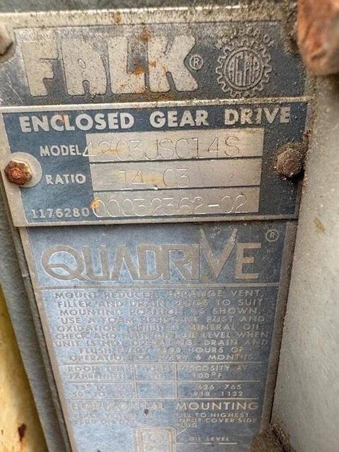 Used 27’ 3” Industrial Screw Conveyor 16” Stick, 17” Trough, 10Hp, 14.03:1 Gearbox