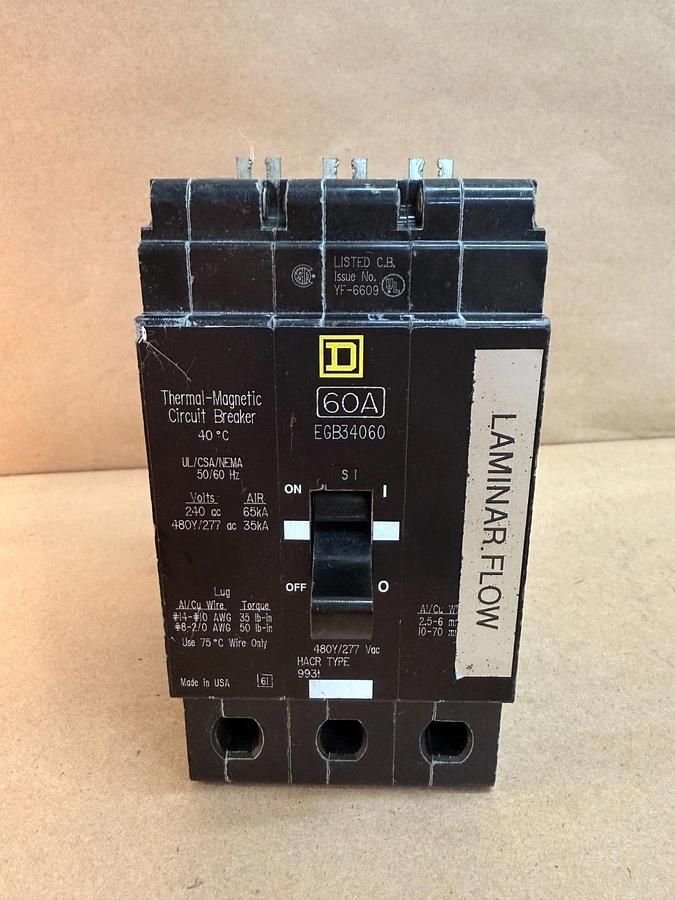 Used Square D EGB34060 60A, 3 Pole Circuit Breaker