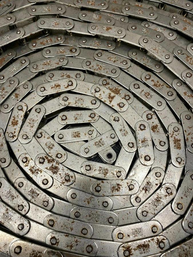 Used Tsubaki RF2040 Roller Chain, 25 Feet Long