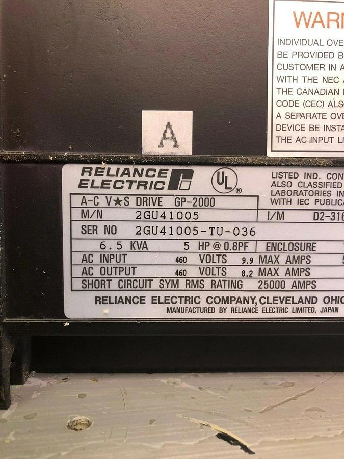 Used Reliance Electric 2GU41005 AC VS Drive