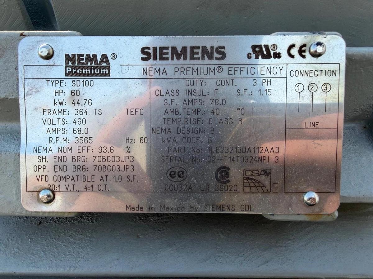 Used Ingersoll Rand 3x1.5x10 Pump Skid w/ Siemens 60Hp Motor @ 3565RPM