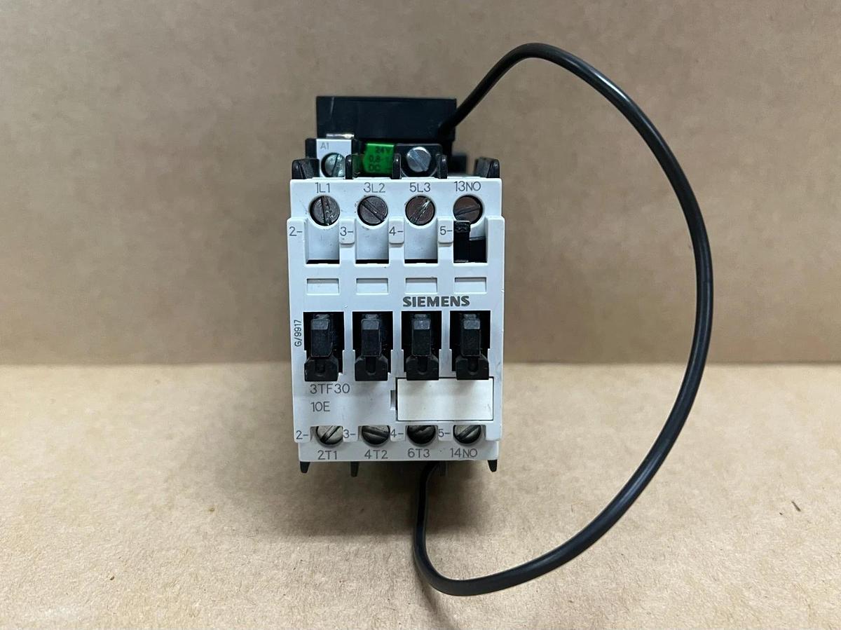 Used Siemens 3TF3010-0B 3P, 1S/1NO, 20A Contactor w/ EMC Suppressor - Lot of 4