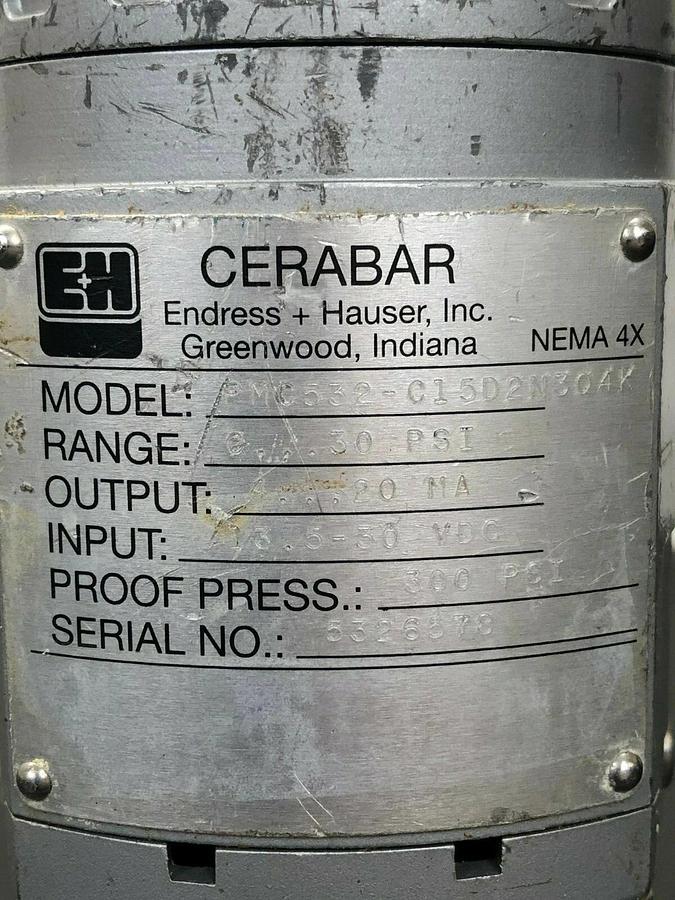 Used Endress & Hauser PMD532-C15D2N3Q4K Cerabar Pressure Transmitter