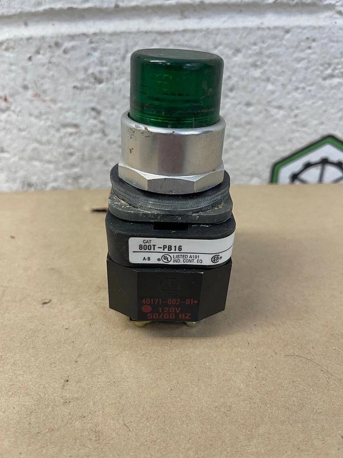 Used Allen-Bradley 800T-PB16 Push Button Series T, 120V, 50/60Hz, Green Illumination