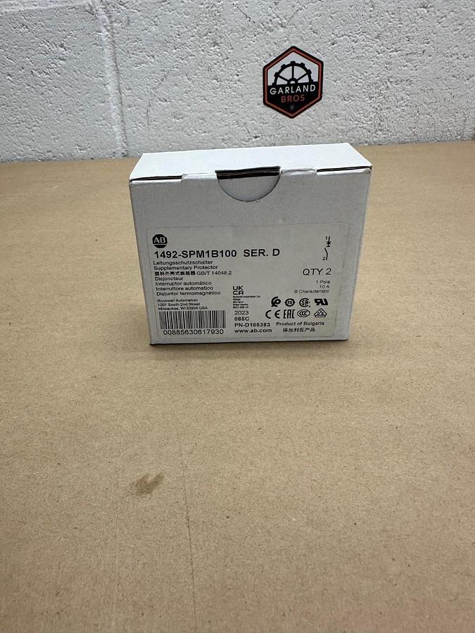 Used Allen Bradley 1492-SPM1B100 Ser D Protector Breaker - Qty 2 *NEW*