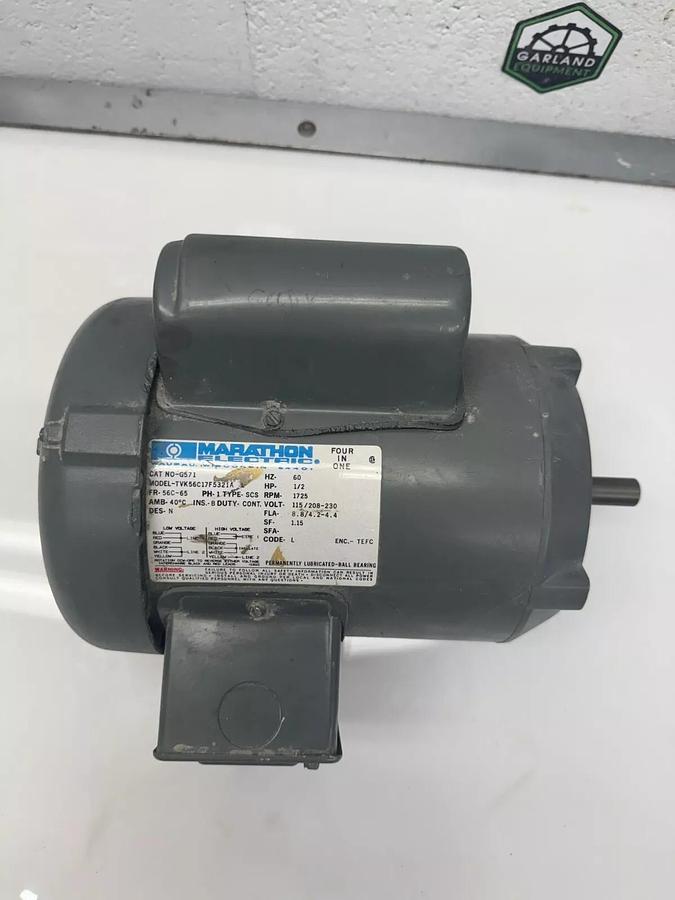 Used Marathon Electric TVK56C17F5321A AC Electric Motor 60Hz 1725RPM 115/208-230V