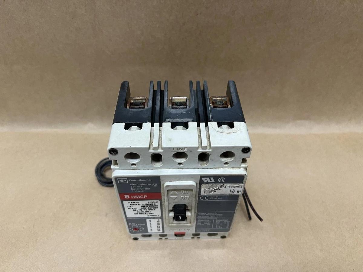 Used Cutler-Hammer/Westinghouse HMCP003A0C 3A, 3 Pole, Ser C Motor Circuit Protector