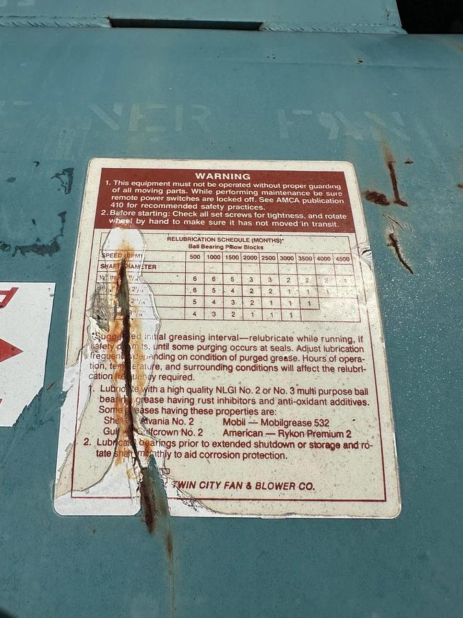 Used Twin City Fan & Blower Co. Axial Inline Blower, 15Hp @ 1765RPM, 575V