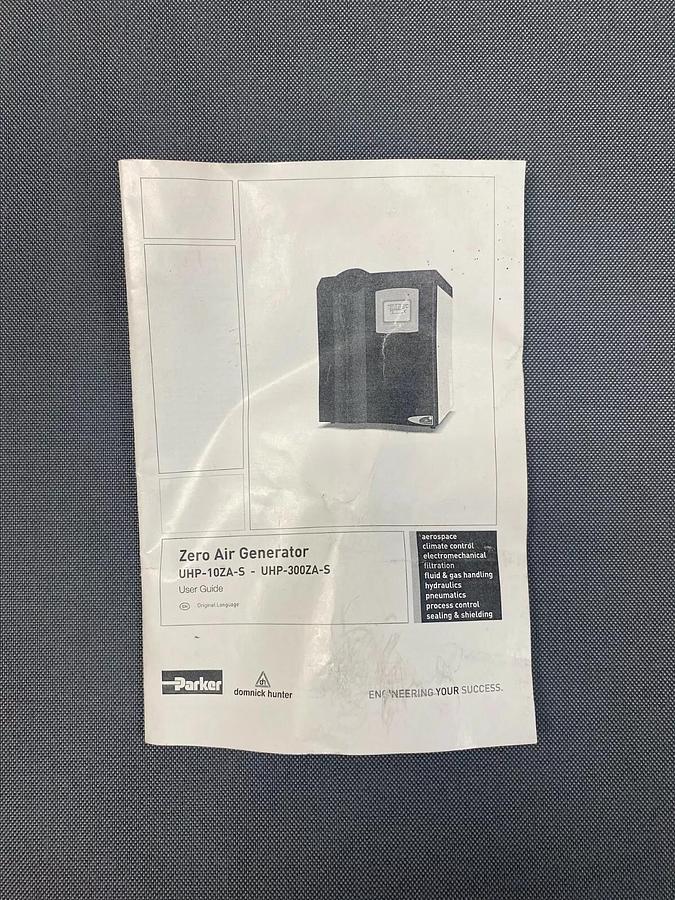 Used Parker Domnick Hunter UHP-75ZA-S-W Zero Air Generator with Manual
