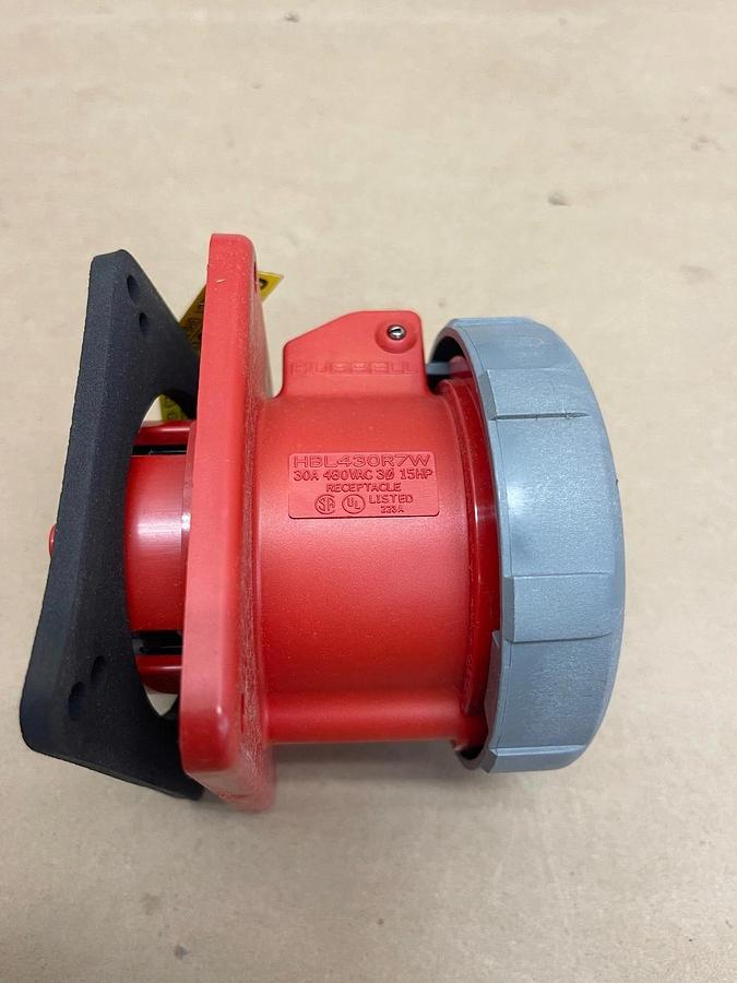 Used Hubbell HBL430R7W Pin & Sleeve Receptacle, 30A, 480VAC, 3 Phase