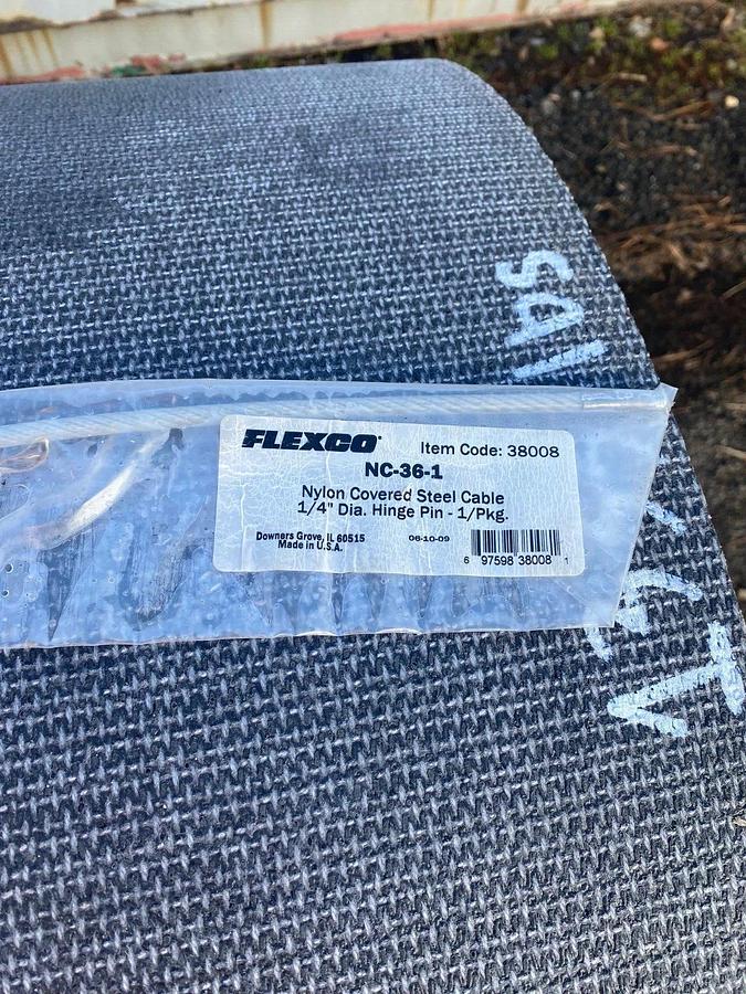 Used Conveyor Belt W: 36”, L: 205” Crescent Top with Lacing and Lacing Components