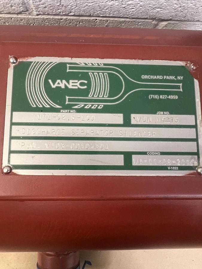 Used Vanec 171-02.5-100 Discharge Separator Silencer