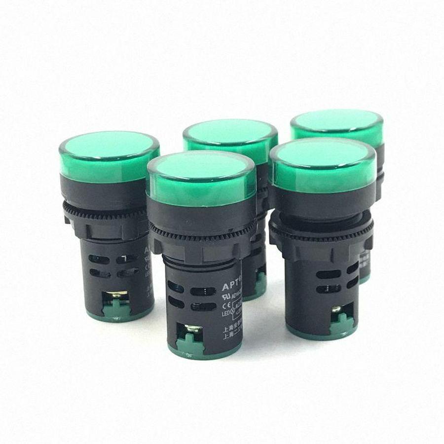 Grainger 24M114 12mm Round LED Indicator Green 24v (lot of 7)