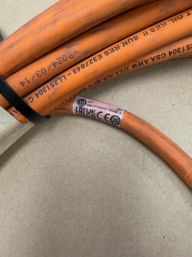 Used Allen-Bradley 2090-CPWM7DF-16AA25 Power/Feedback Cable, Ser A, 15m