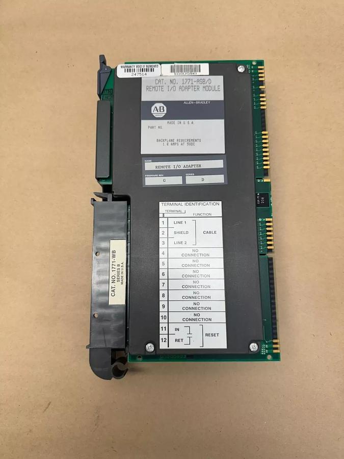 Used Allen Bradley 1771-ASB Series D, Remote I/O Adapter Module, 1.0 A @ VDC