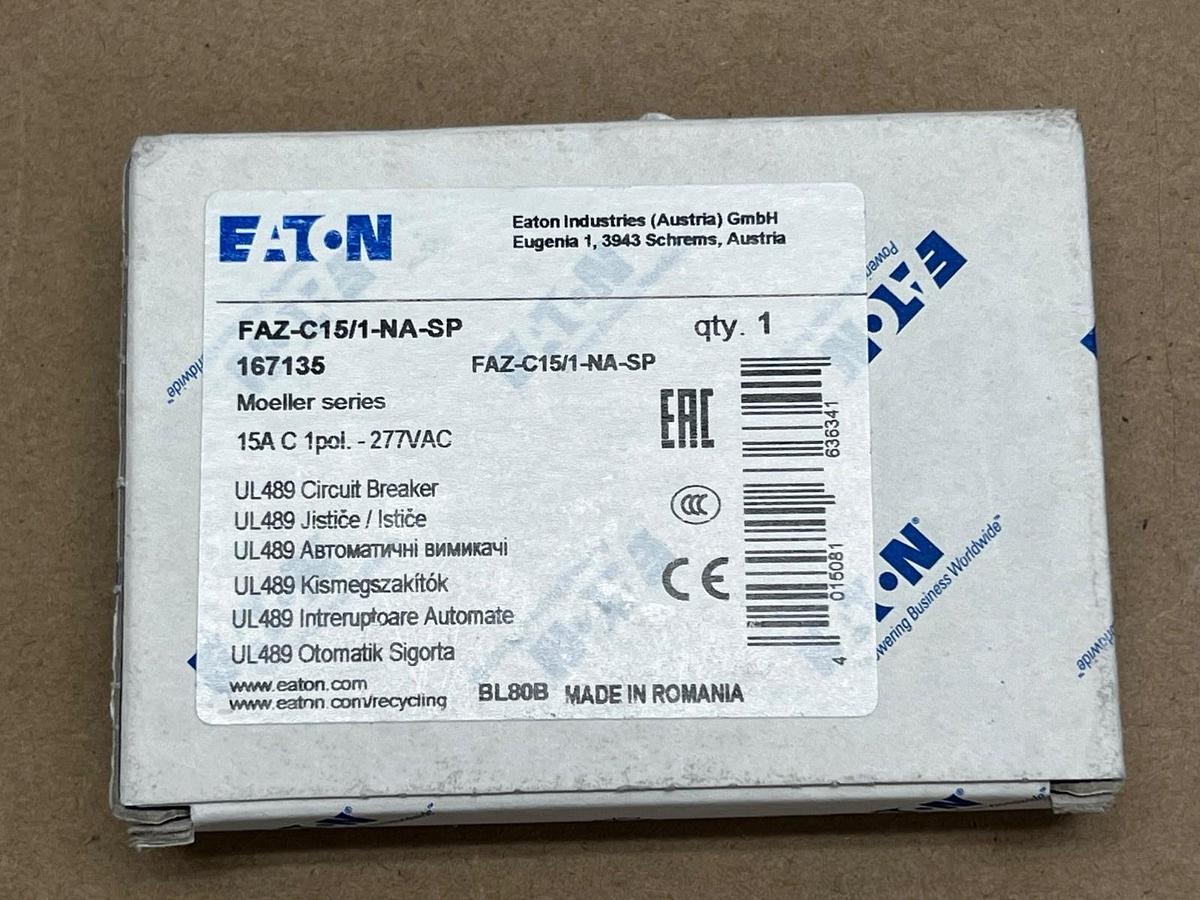 Used Eaton FAZ-C15/1-NA-SP Circuit Breaker 15A, 1 Pole 277VAC