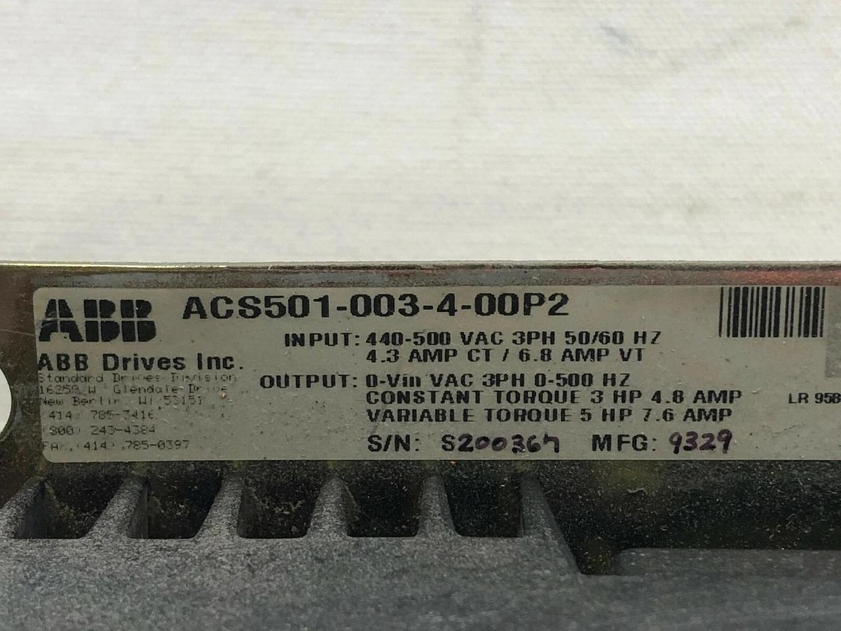 Used ABB ACS501-003-4-00P2 Adjustable Frequency Drive