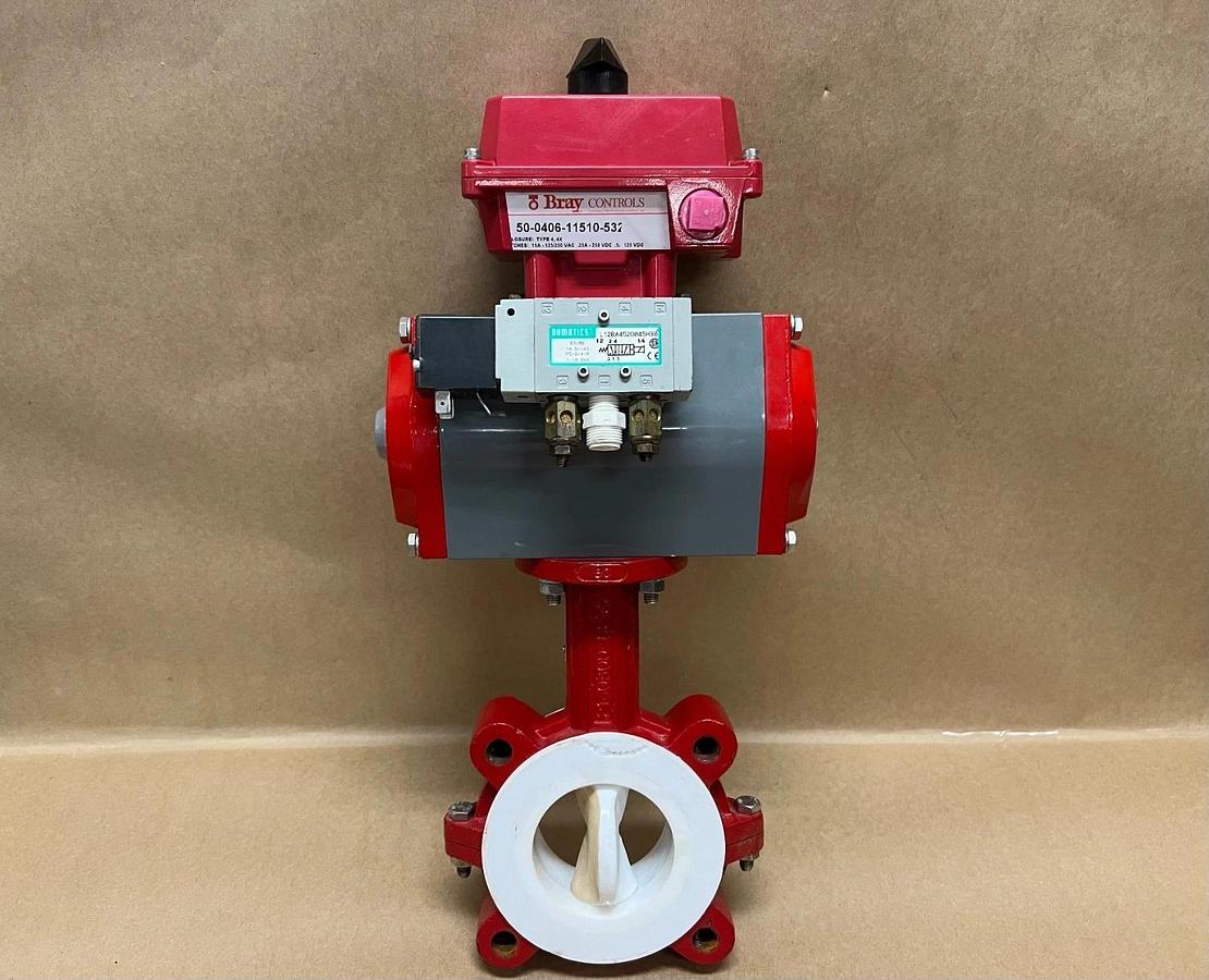 Used Bray 90-0920-21320-015 Pneumatic Actuator, Limit Switch, 3" Butterfly Valve