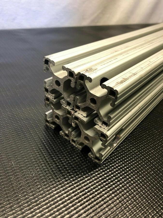 Used Lot of 7 Extruded Aluminum 80/20 T-Slot 1.5" x 1.5" 10-10 Clear Anodized Finish