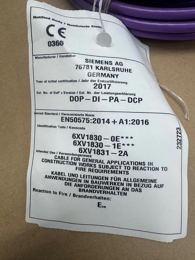 Used Siemens 6XV1830-0EN20 20 Meter STD Cable *NEW*